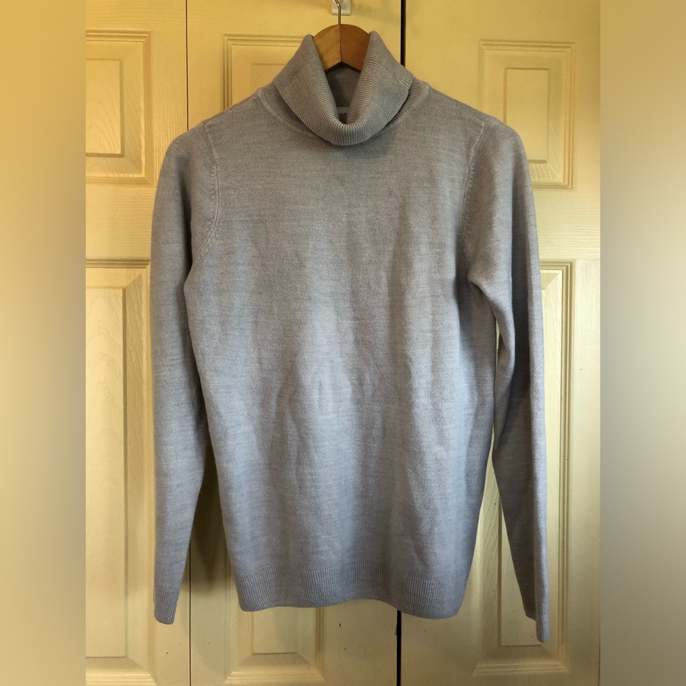 Grey Acrylic Cowl Neck Sweater, Small/Medium